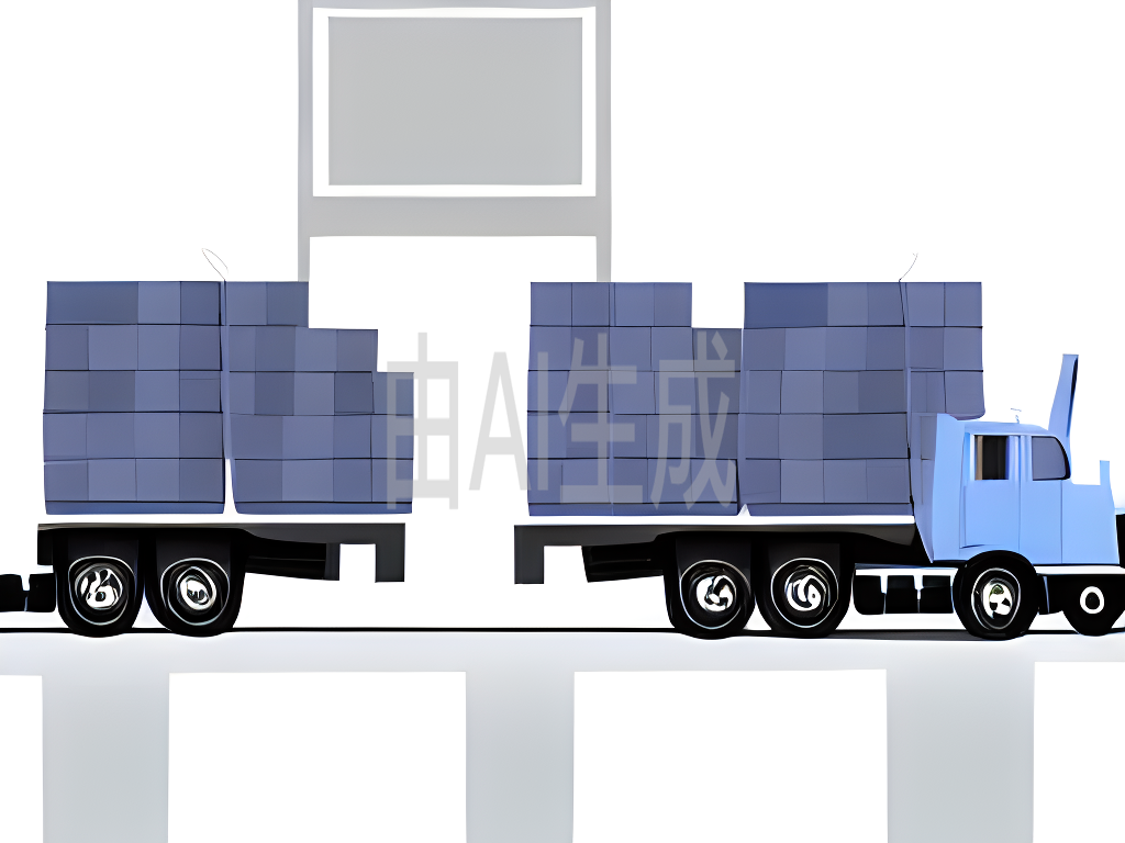 大蓝色卡车与分开的拖车 3D渲染技术在农业与大厦运输中的应用